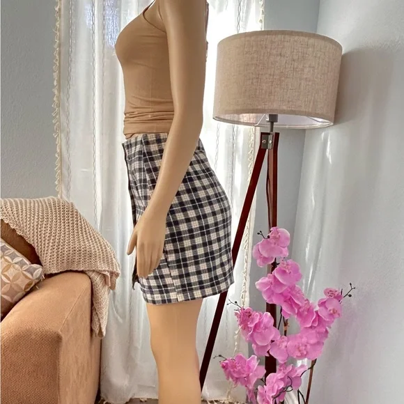 Vintage Niki Lee Gingham Button Wrap Skirt Size 7 Unique Retro